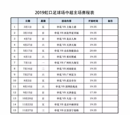 湖北2019中超足球赛程表 详细赛程安排-第3张图片-www.211178.com_果博福布斯